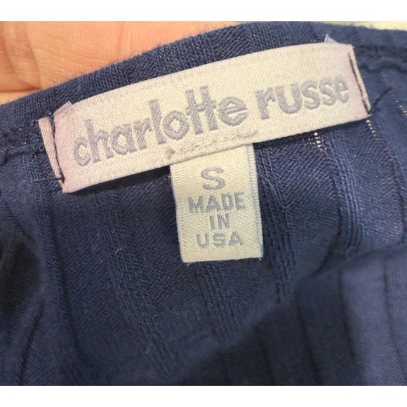 Navy Ribbed Wrap Bodycon Dress Long Sleeve Charlotte Russe Womens S USA - Picture 4 of 10